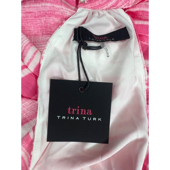 Trina Turk Womens Pink & White Striped Halter Shift Dress With Ruffle Hem Large - Picture 16 of 16